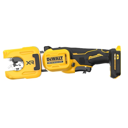 DEWALT cordless yellow and black brushless cable cutter tool, model DCE154N, designed for professional electrical cable cutting tasks, shown without battery.